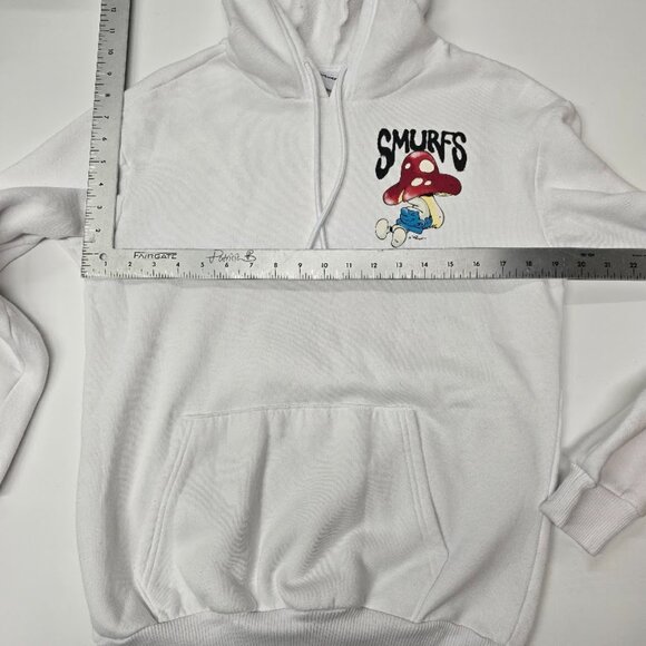 The Smurfs White Hoodie Hooded Sweatshirt Mushroom Pullover Small - Picture 7 of 9